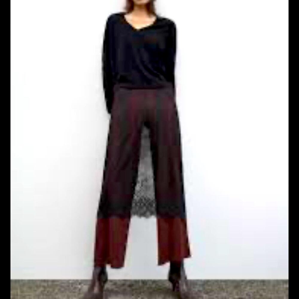 Zara Blogger Favorite Mixed Black Lace Skirt and contrasting pants size small - Picture 7 of 16